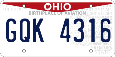 OH license plate GQK4316