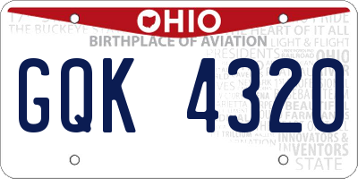 OH license plate GQK4320