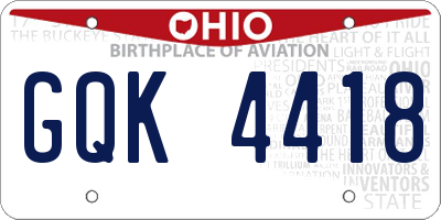OH license plate GQK4418