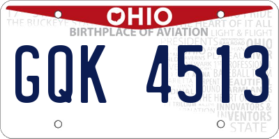 OH license plate GQK4513
