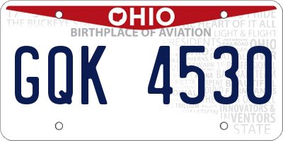 OH license plate GQK4530