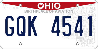 OH license plate GQK4541