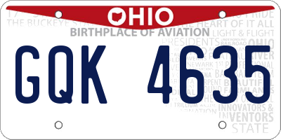 OH license plate GQK4635
