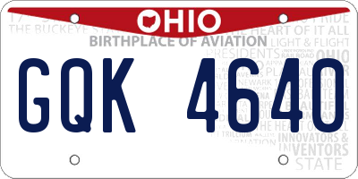 OH license plate GQK4640