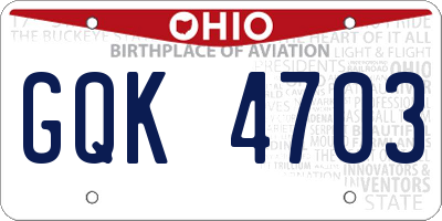 OH license plate GQK4703