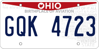 OH license plate GQK4723