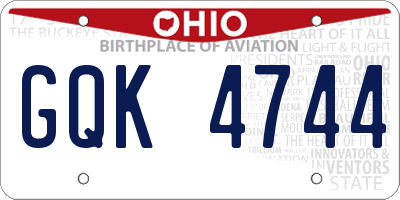 OH license plate GQK4744