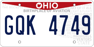 OH license plate GQK4749