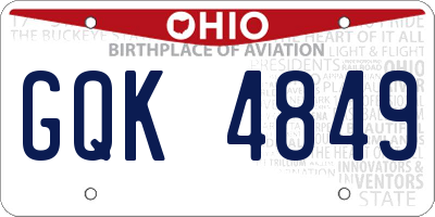 OH license plate GQK4849