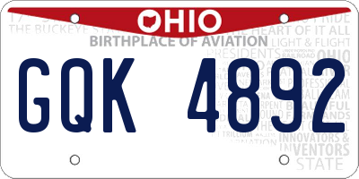 OH license plate GQK4892