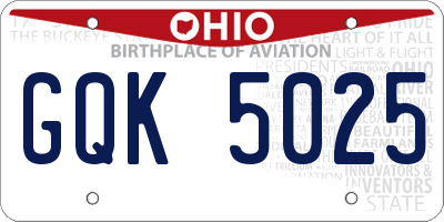 OH license plate GQK5025