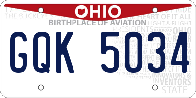OH license plate GQK5034