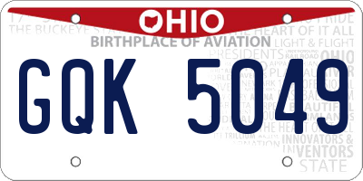 OH license plate GQK5049