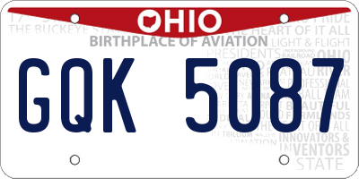OH license plate GQK5087