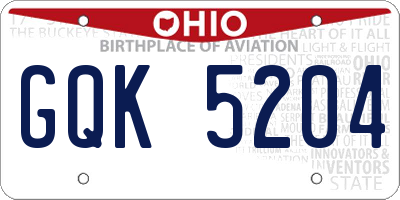 OH license plate GQK5204