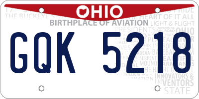 OH license plate GQK5218