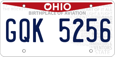 OH license plate GQK5256