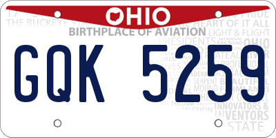 OH license plate GQK5259