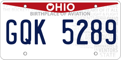 OH license plate GQK5289
