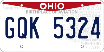 OH license plate GQK5324
