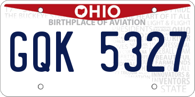 OH license plate GQK5327