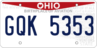 OH license plate GQK5353