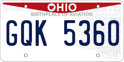 OH license plate GQK5360