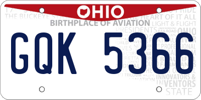OH license plate GQK5366