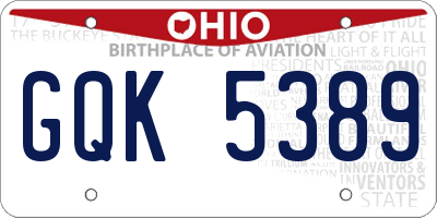 OH license plate GQK5389