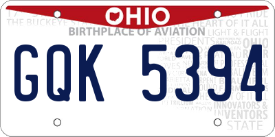 OH license plate GQK5394
