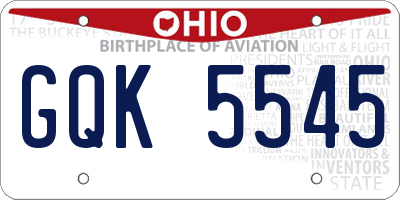 OH license plate GQK5545
