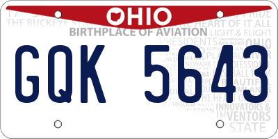 OH license plate GQK5643