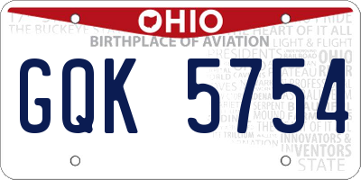 OH license plate GQK5754