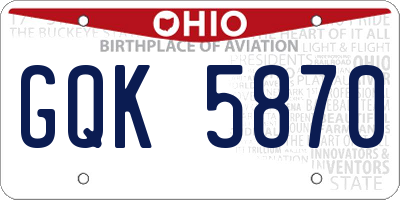 OH license plate GQK5870