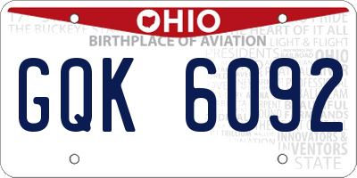 OH license plate GQK6092