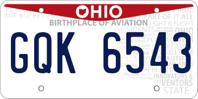 OH license plate GQK6543