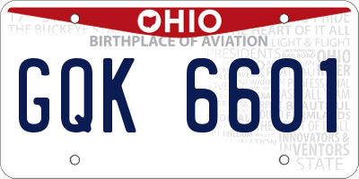 OH license plate GQK6601