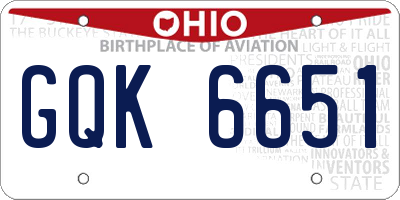OH license plate GQK6651