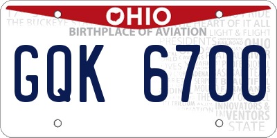 OH license plate GQK6700