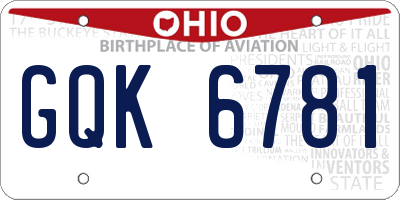 OH license plate GQK6781