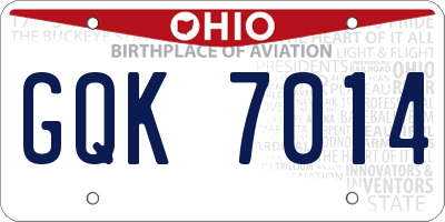 OH license plate GQK7014