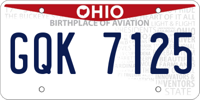 OH license plate GQK7125