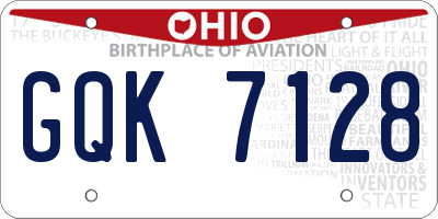 OH license plate GQK7128