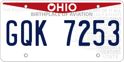 OH license plate GQK7253