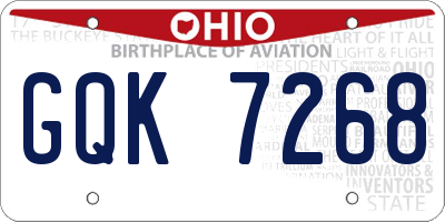 OH license plate GQK7268