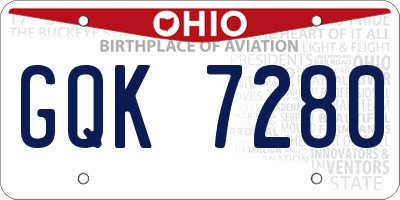 OH license plate GQK7280