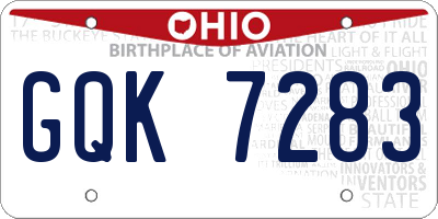 OH license plate GQK7283