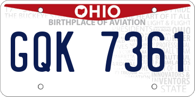 OH license plate GQK7361