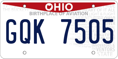 OH license plate GQK7505