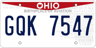 OH license plate GQK7547